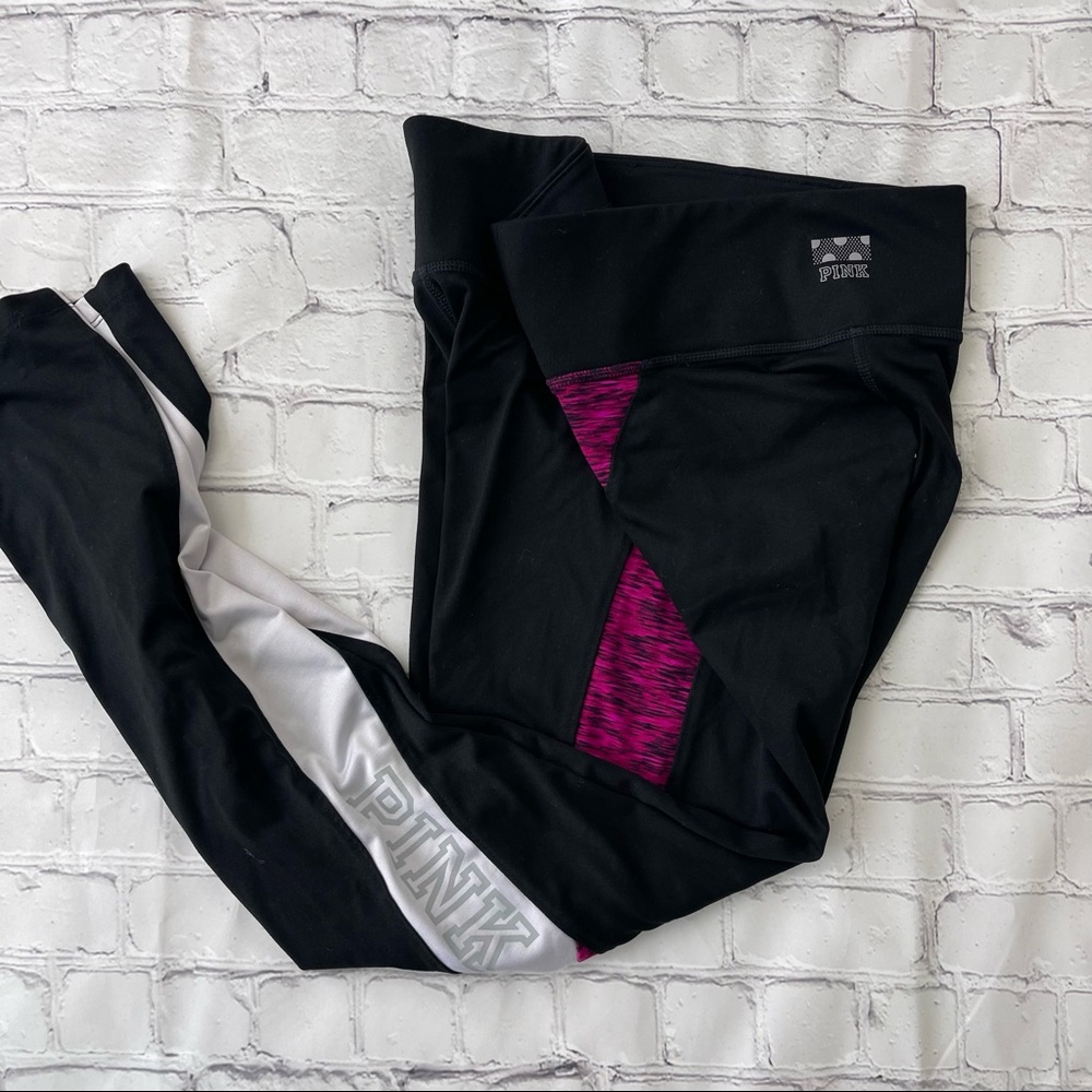 PINK Victoria's Secret ultimate leggings black with white patch size M - Picture 4 of 8